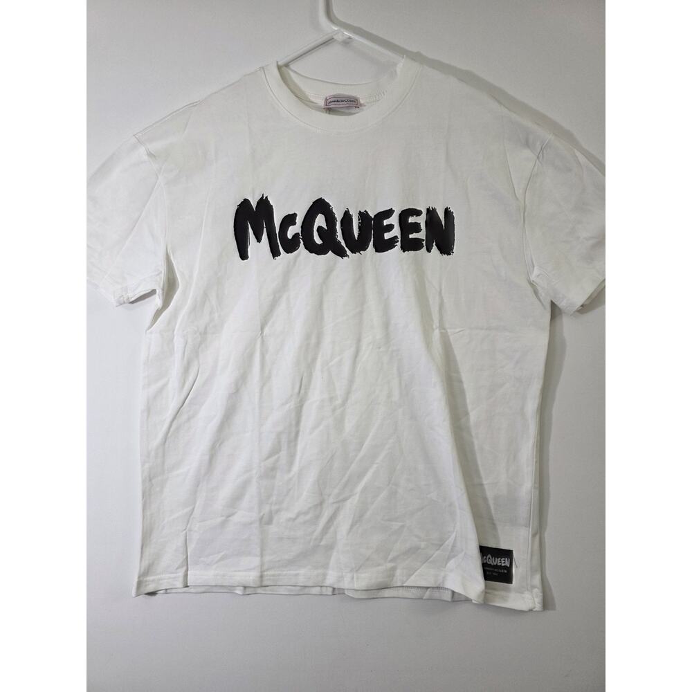 Alexander McQueen T-Shirt Men's Black Graffiti Paint Print Top Size XXL